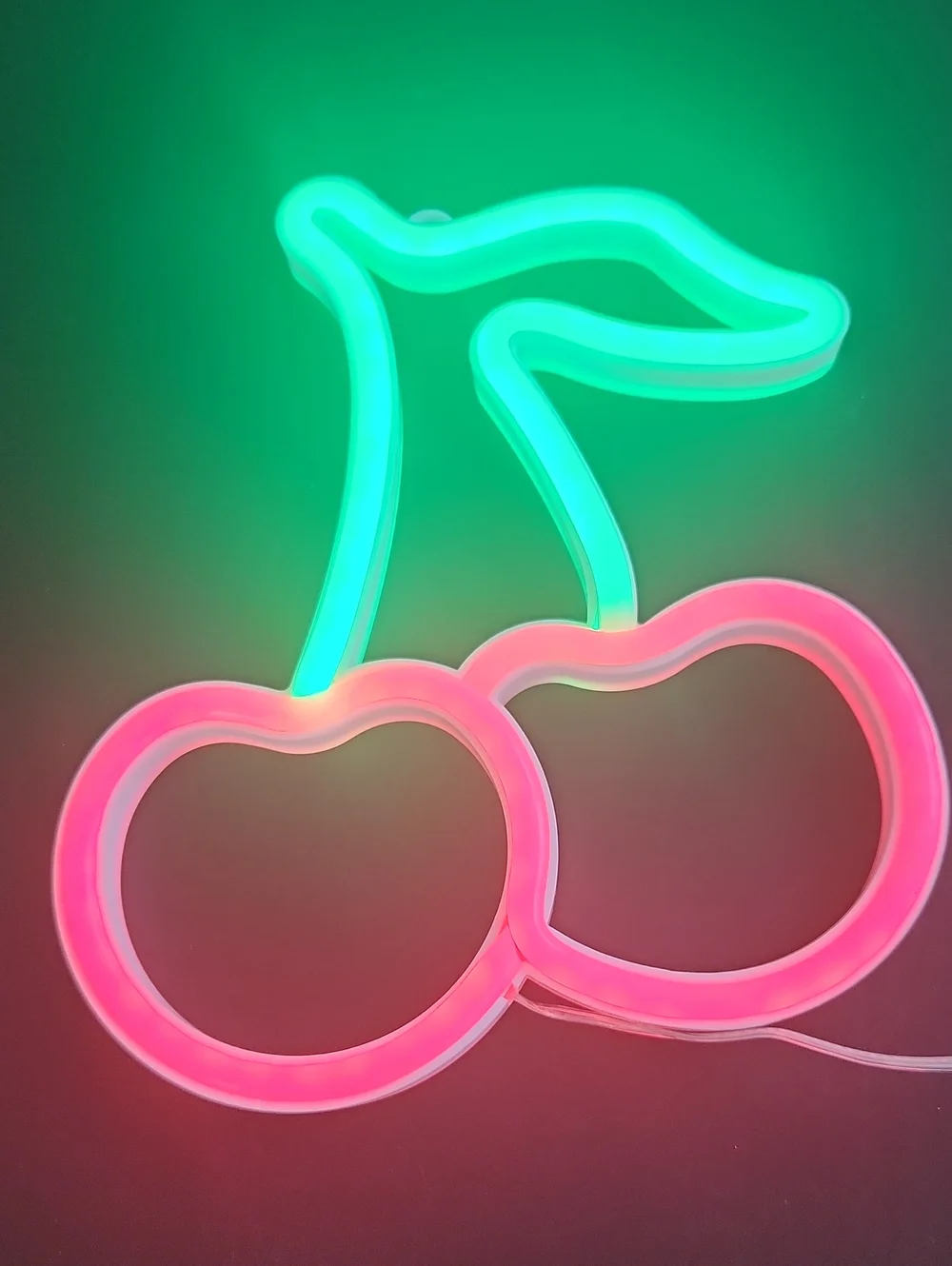 Neon Cherry LED Wall Light - Green Stem